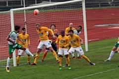 Robin Jansson nickar undan hörna i segermatchen mot Prespa Birlik på Malmö Stadion. FOTO: Susann Sannefjäll