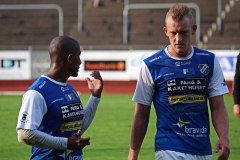 Pablo Andersson och Robin Jansson i segermatchen mot Qviding på Rimnersvallen. FOTO: Susann Sannefjäll