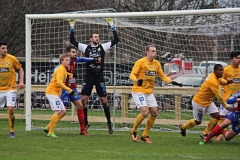 Defensiv hörna i matchen mot Tvååker. FOTO: Susann Sannefjäll