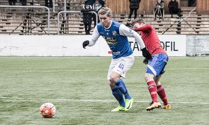 Victor Edvardsen i träningsmatch mot Sävedalens IF. FOTO: Tomas Sandströma